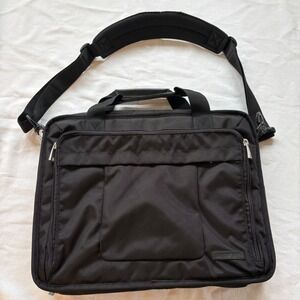 Lands End Black Ballistic Nylon Laptop Briefcase Messenger Bag 532118